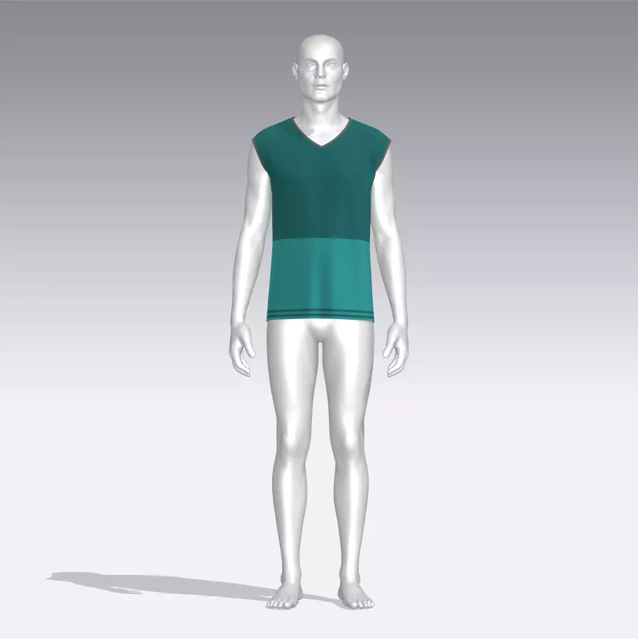 T-shirt mannequin wearing teal shirt Low-poly 3D model_0