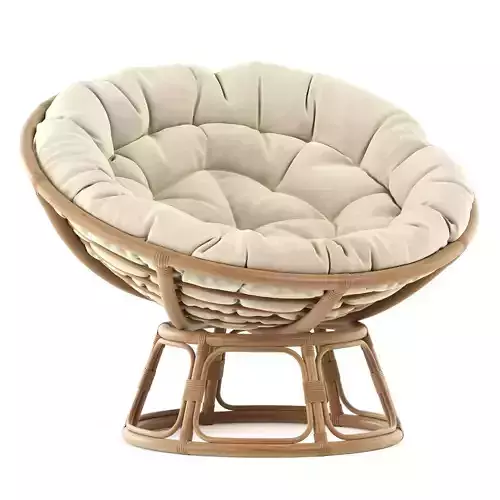 Vintage French Rattan Papasan Chair 3D model