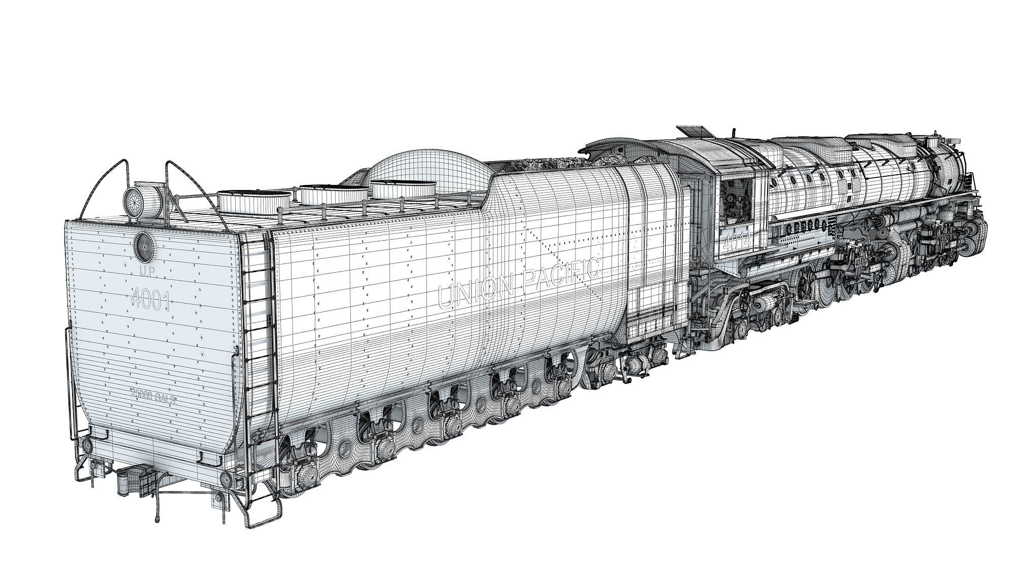 Steam Locomotive Big Boy Train 3D model_24