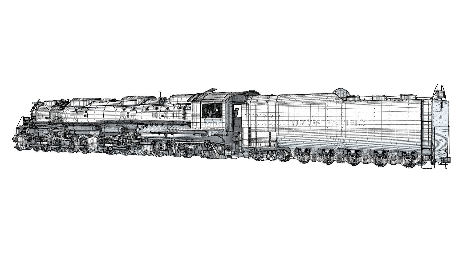 Steam Locomotive Big Boy Train 3D model_23