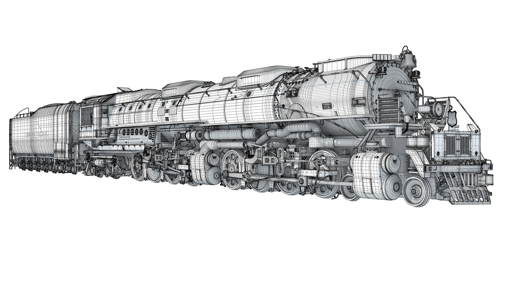 Steam Locomotive Big Boy Train 3D model_25