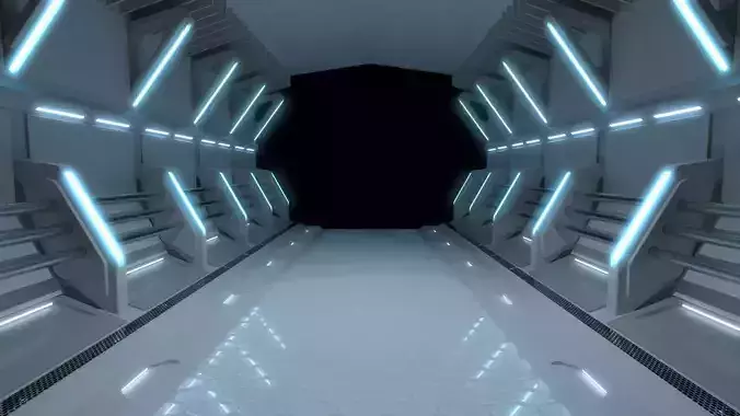 Neon scifi spaceship studio scene background 3D model
