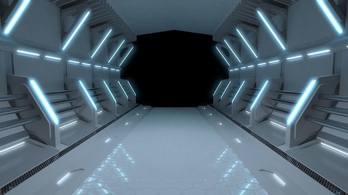 Neon scifi spaceship studio scene background 3D model | CGTrader
