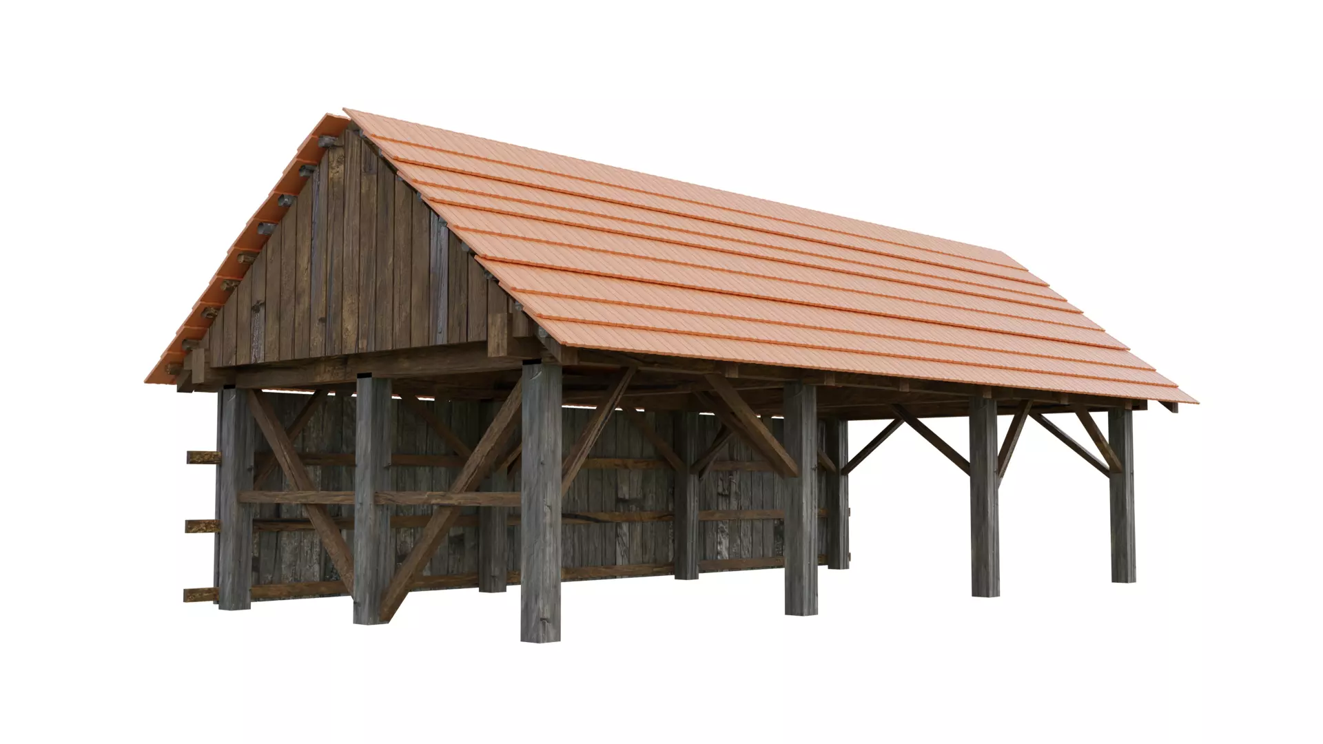 Barn Low-Poly Hambar Romania Free low-poly 3D model_0