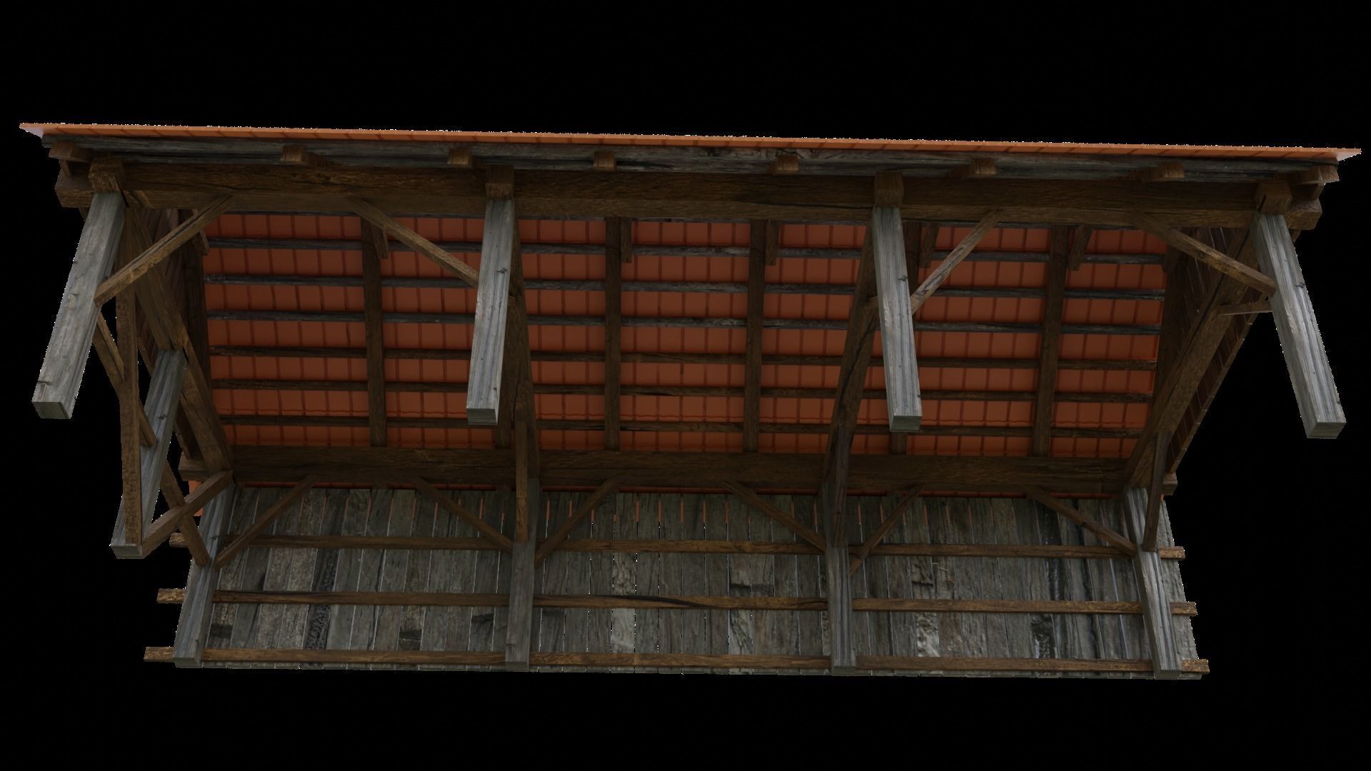 Barn Low-Poly Hambar Romania Free low-poly 3D model_1