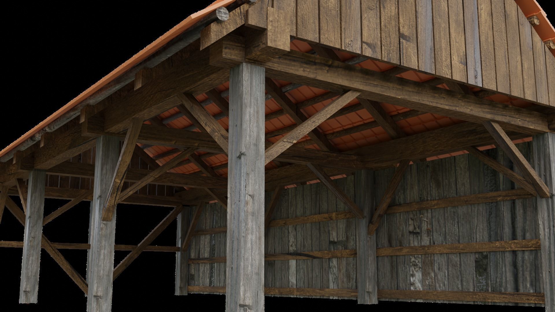 Barn Low-Poly Hambar Romania Free low-poly 3D model_2