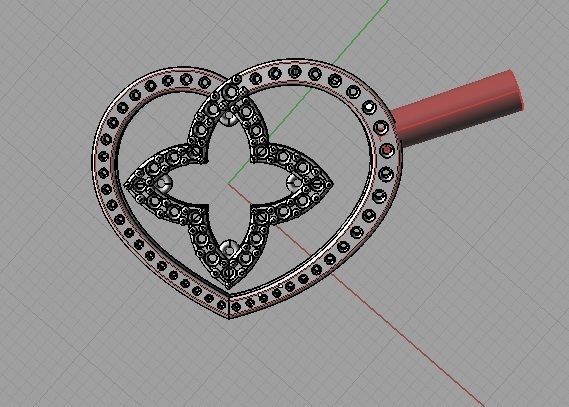 YD260 rose gold heart pendant necklace 3D print model_18