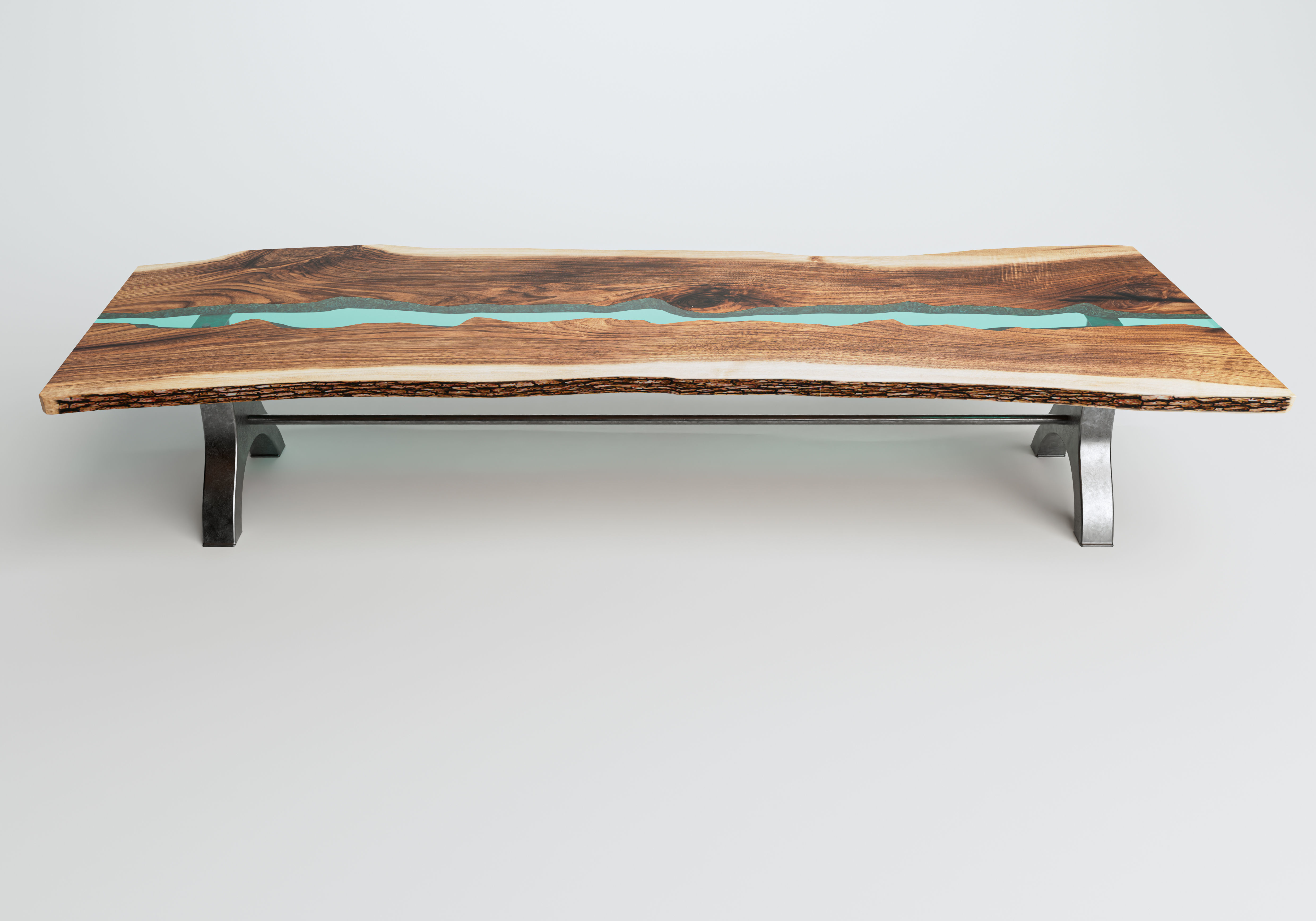 Wooden Slab Boardroom Table Resin Inlay 3D model_5