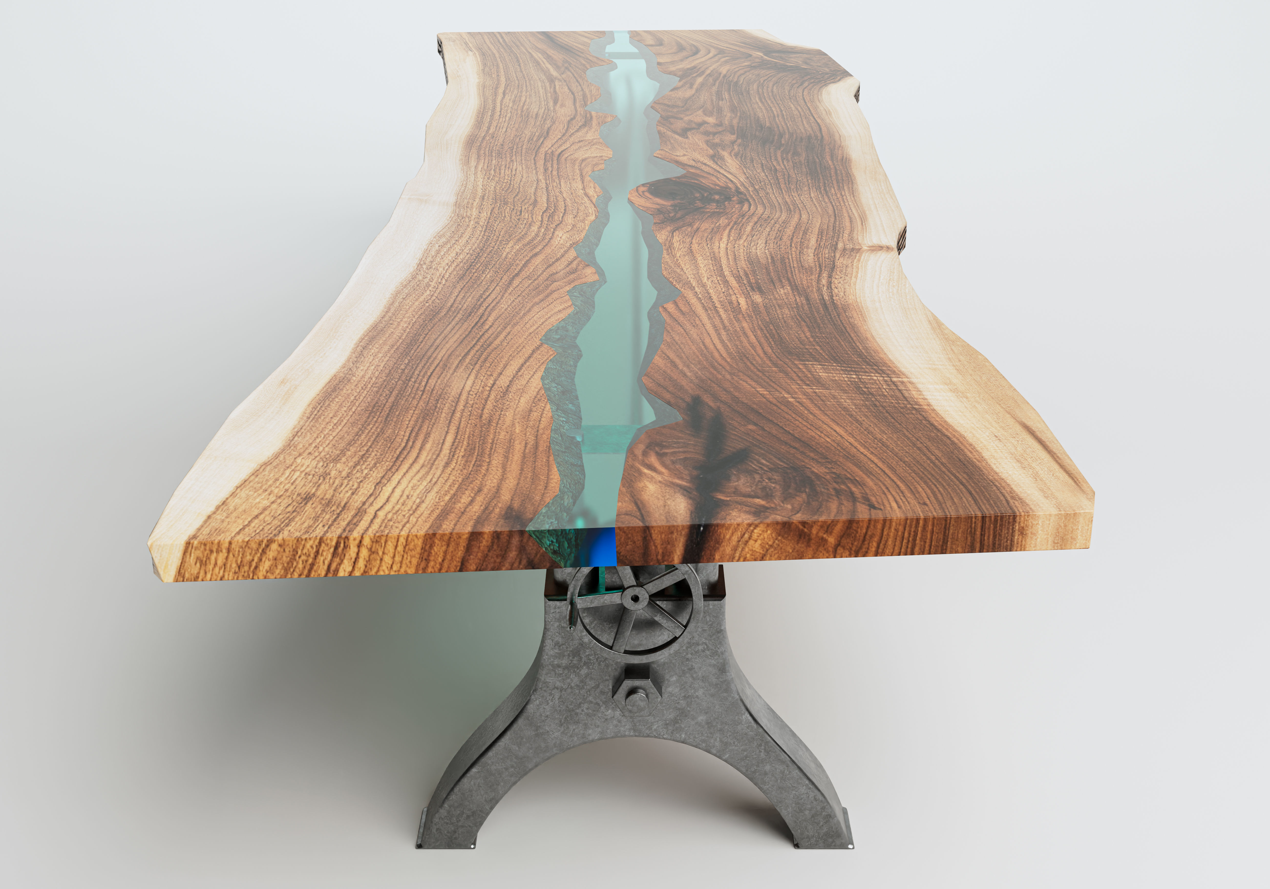 Wooden Slab Boardroom Table Resin Inlay 3D model_4