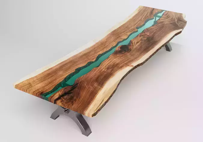 Wooden Slab Boardroom Table Resin Inlay