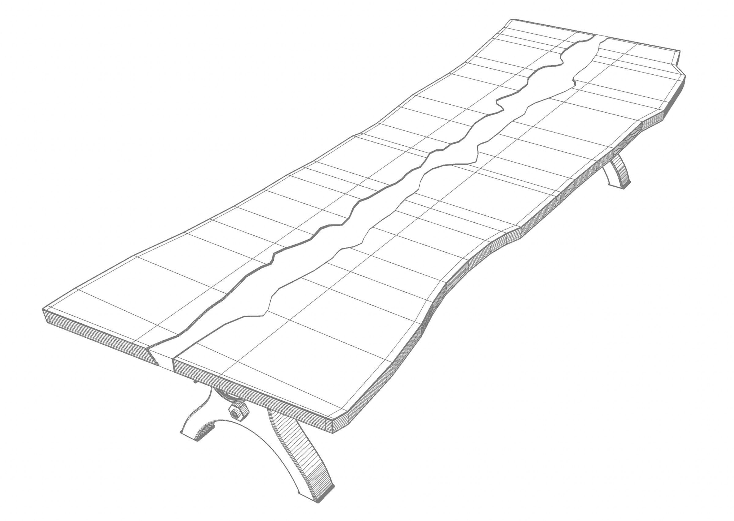 Wooden Slab Boardroom Table Resin Inlay 3D model_9