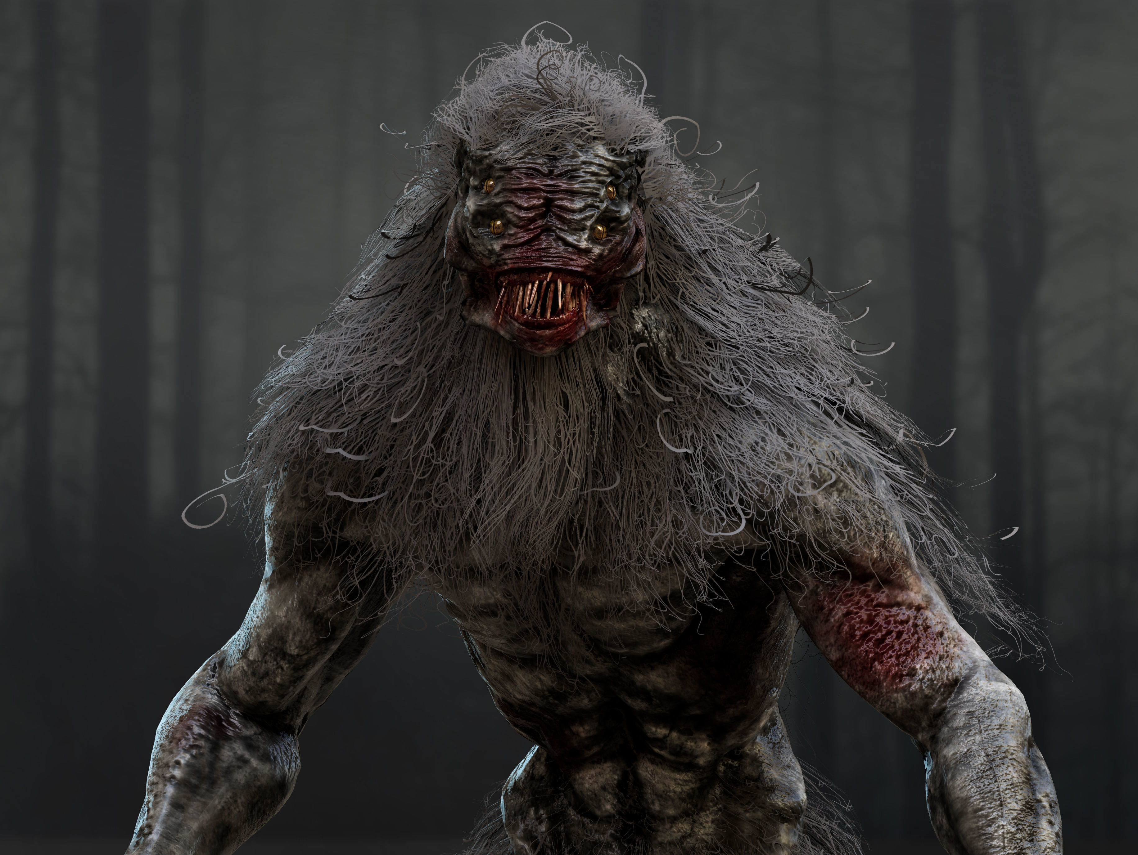 Wendigo Low-poly 3D model_6