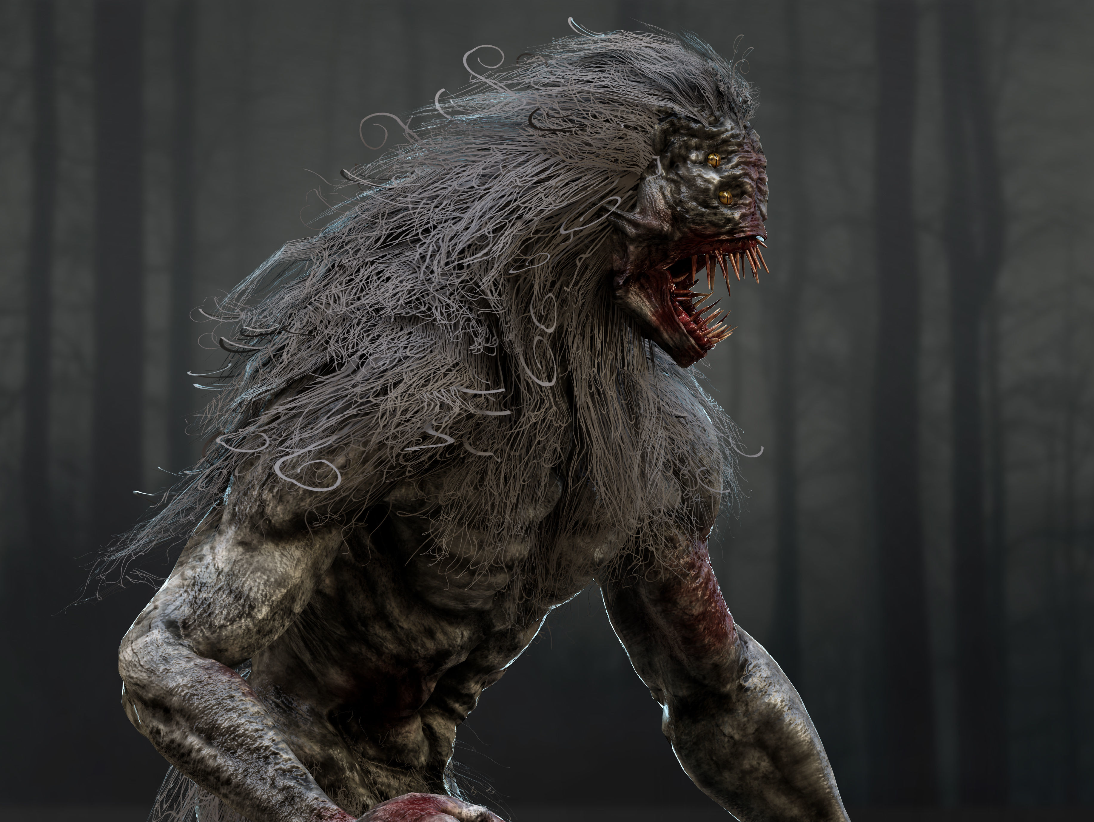 Wendigo Low-poly 3D model_3