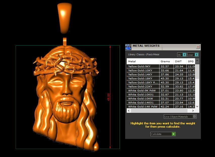 Jesus face pendant 3D model_3