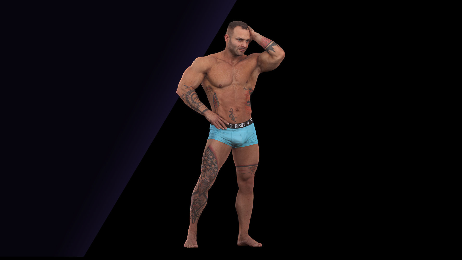 Raw Daily Pose Scan Garrott Flexing 3D model_2
