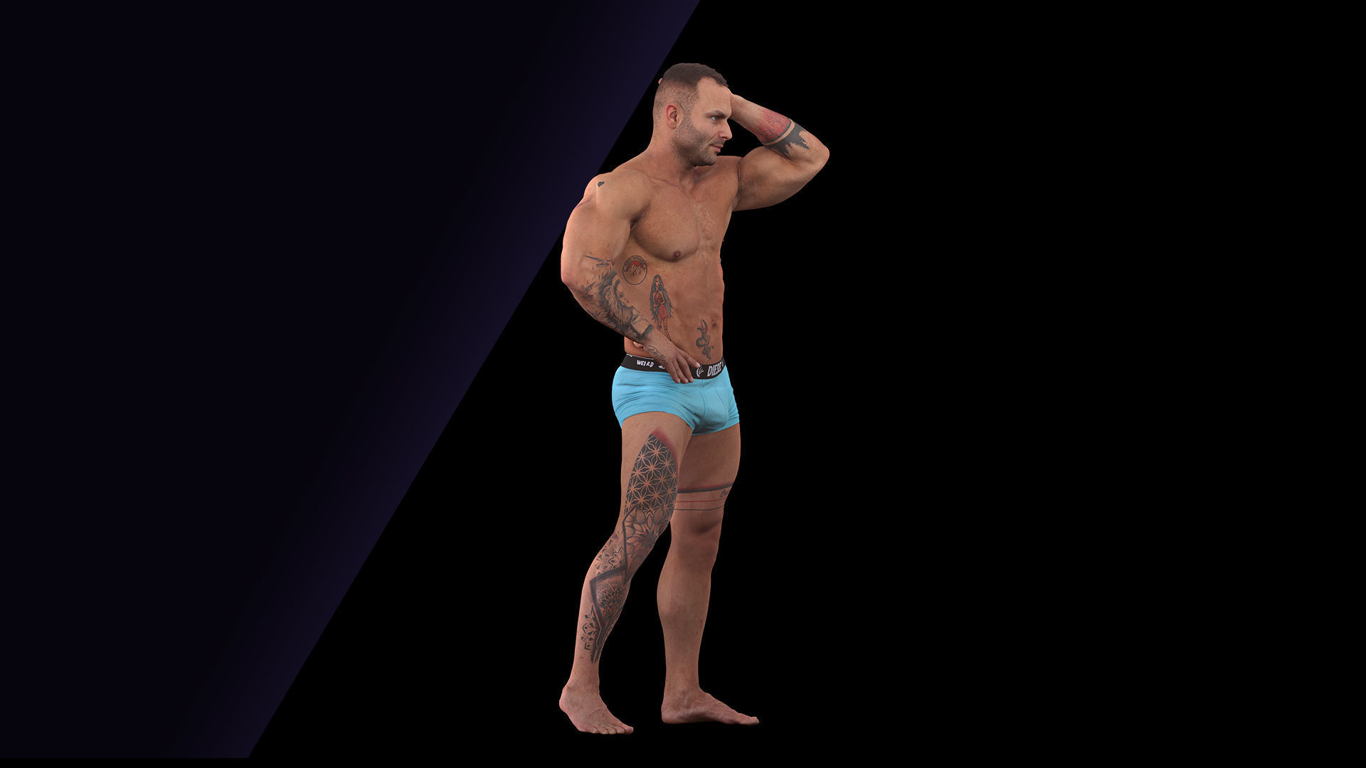 Raw Daily Pose Scan Garrott Flexing 3D model_3