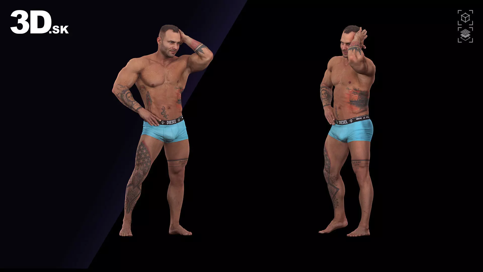 Raw Daily Pose Scan Garrott Flexing 3D model_0