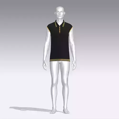 T-shirt mannequin wearing gold polo shirt