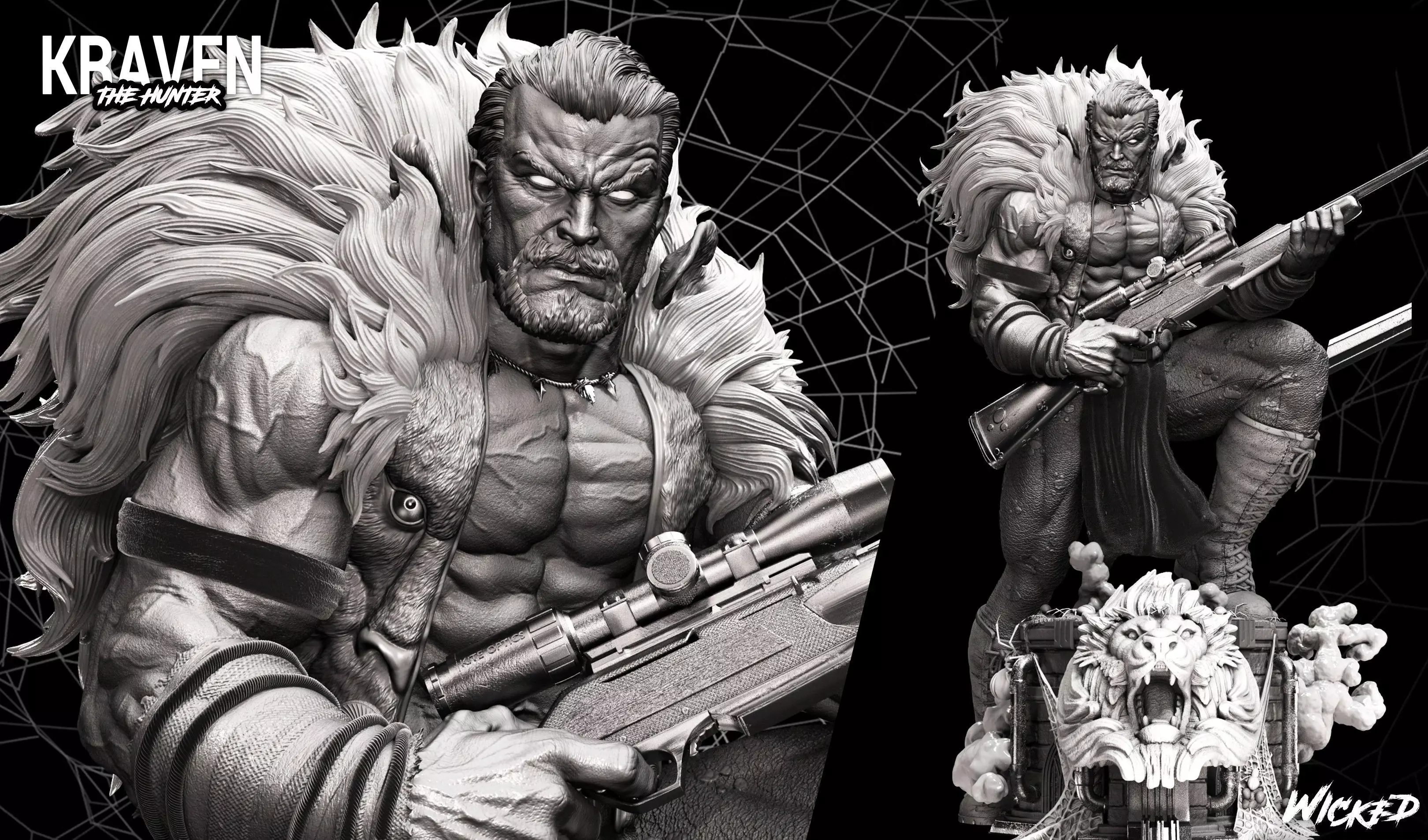 Wicked Marvel Kraven Sculpture ready for 3D printing Free 3D print model
