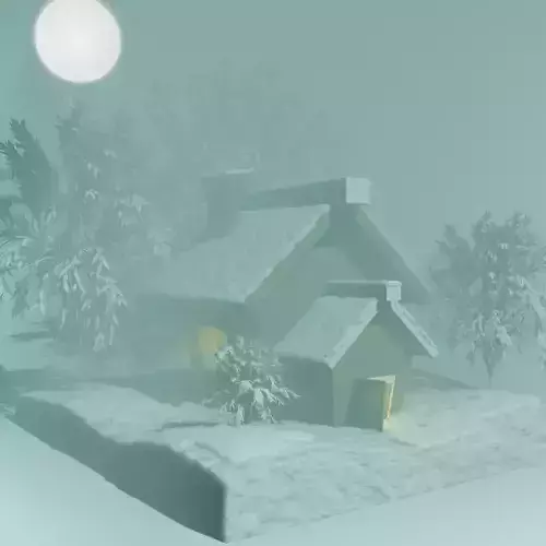 snowy home in the winter season Free 3D model