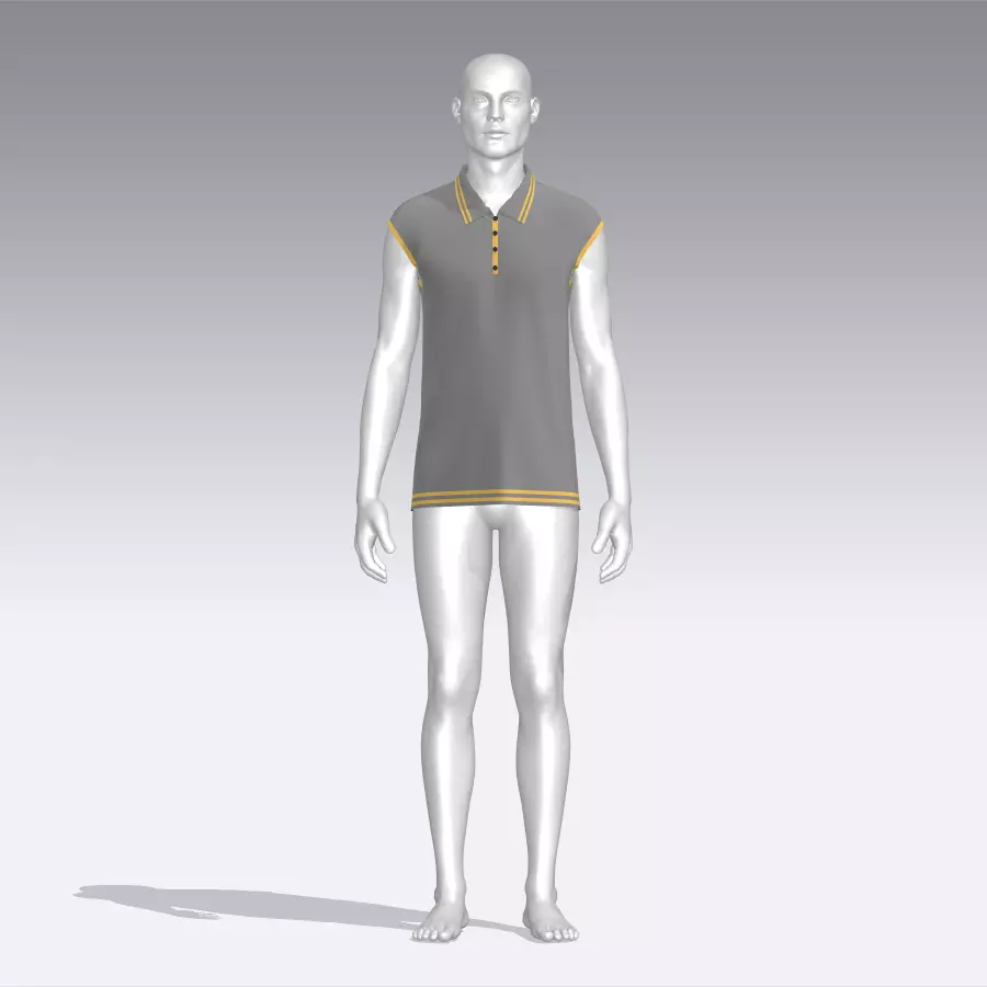 T-shirt polo shirt Low-poly 3D model_0