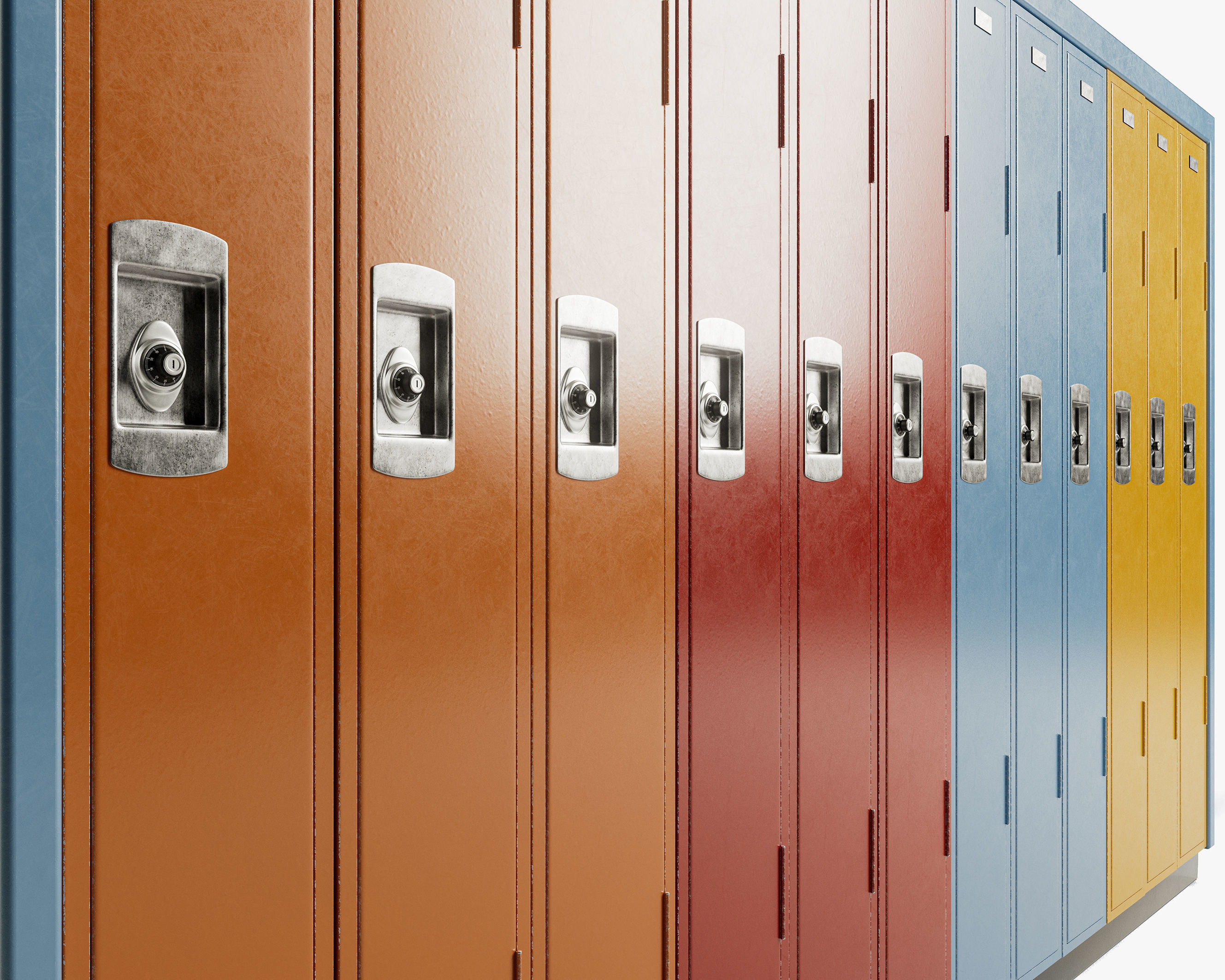 School Locker Bank 3D model_2