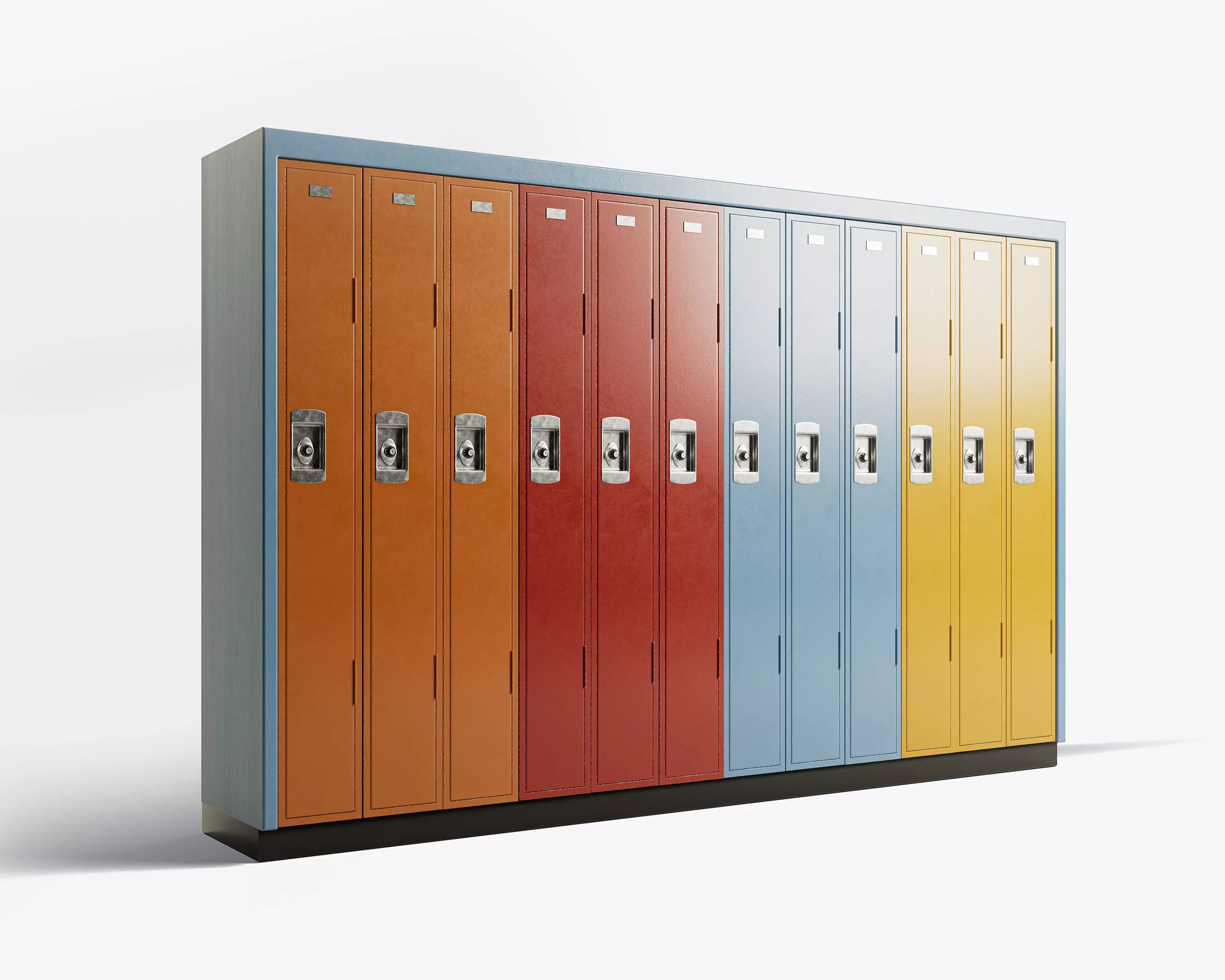 School Locker Bank 3D model_0