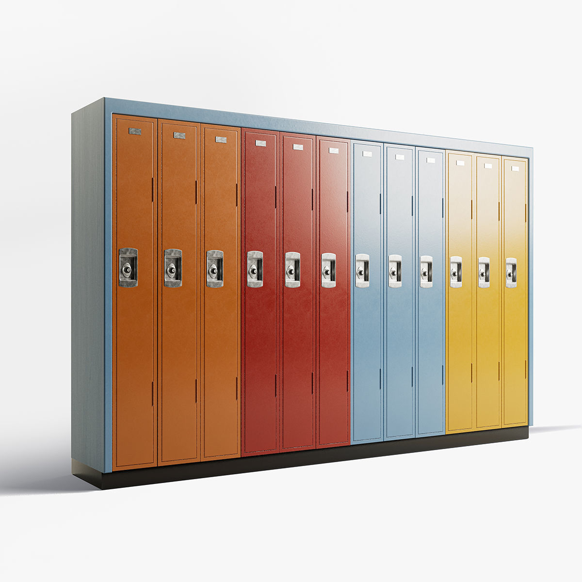 School Locker Bank 3D model_5