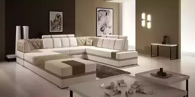 Modern Living Room With Big Fancy Sofa