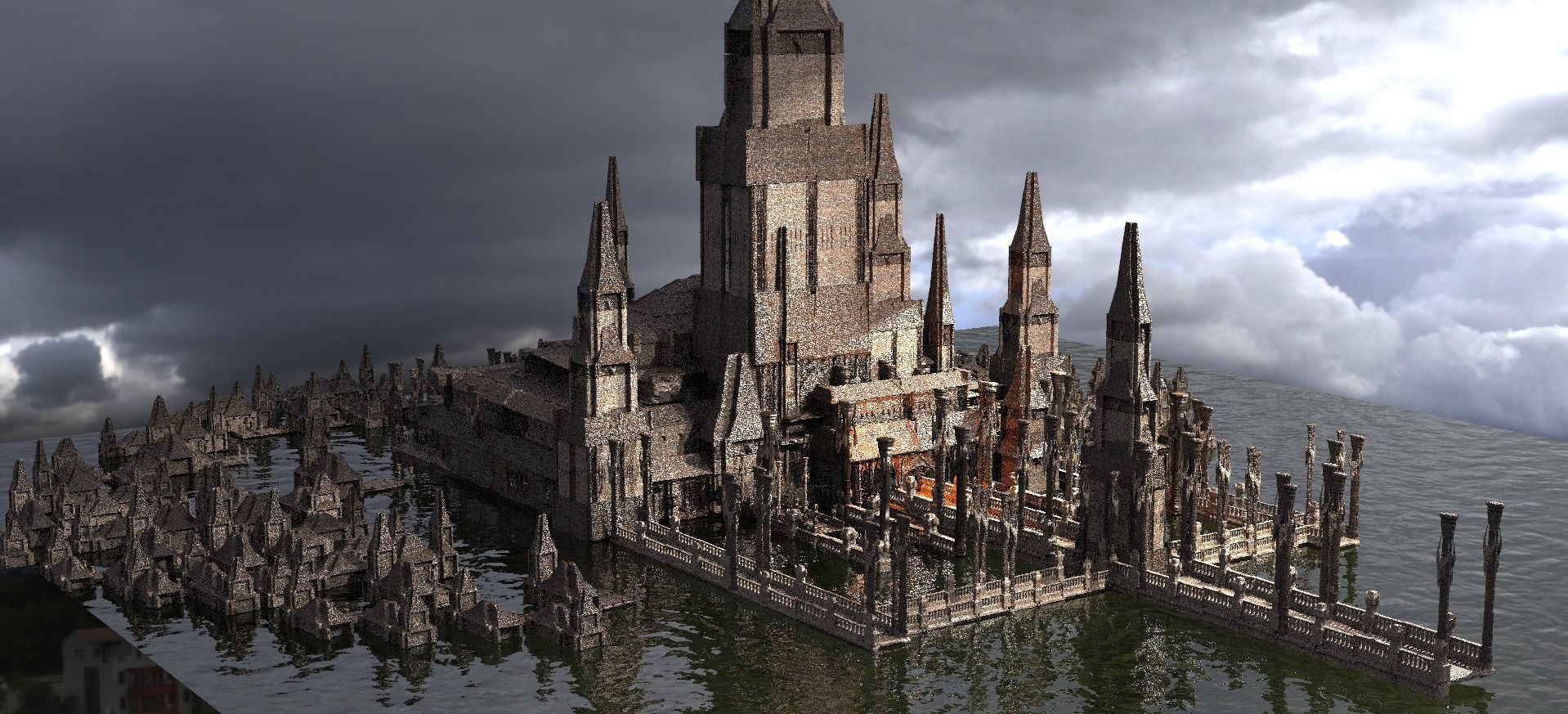 Lizard King Drake Fort City Tower Kit bash 3D model_1