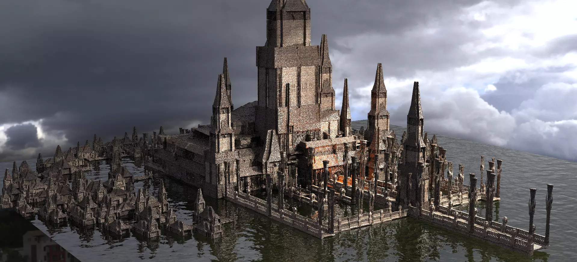 Lizard King Drake Fort City Tower Kit bash 3D model_0