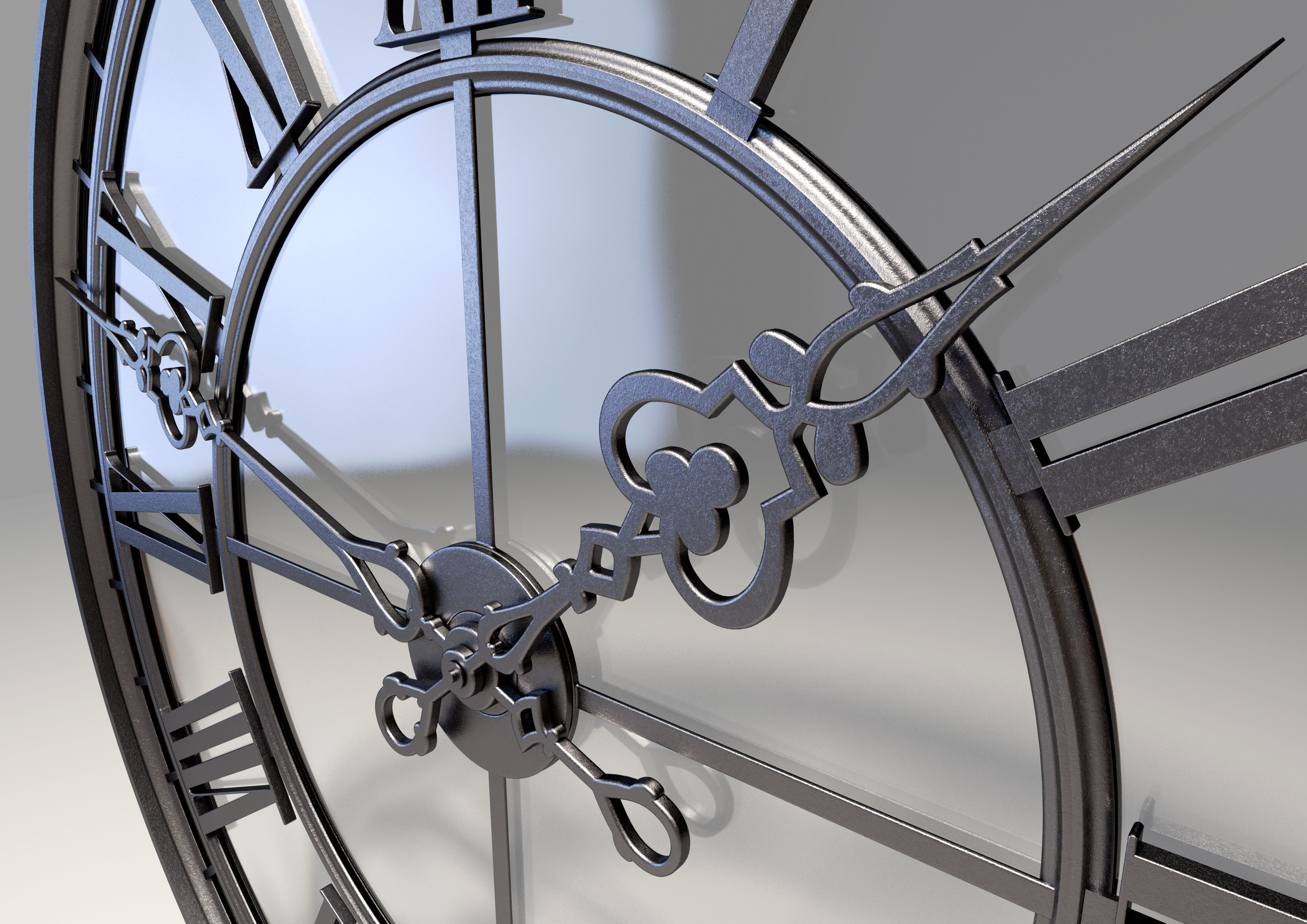 Classic Glass Tower Clock 3D model_2