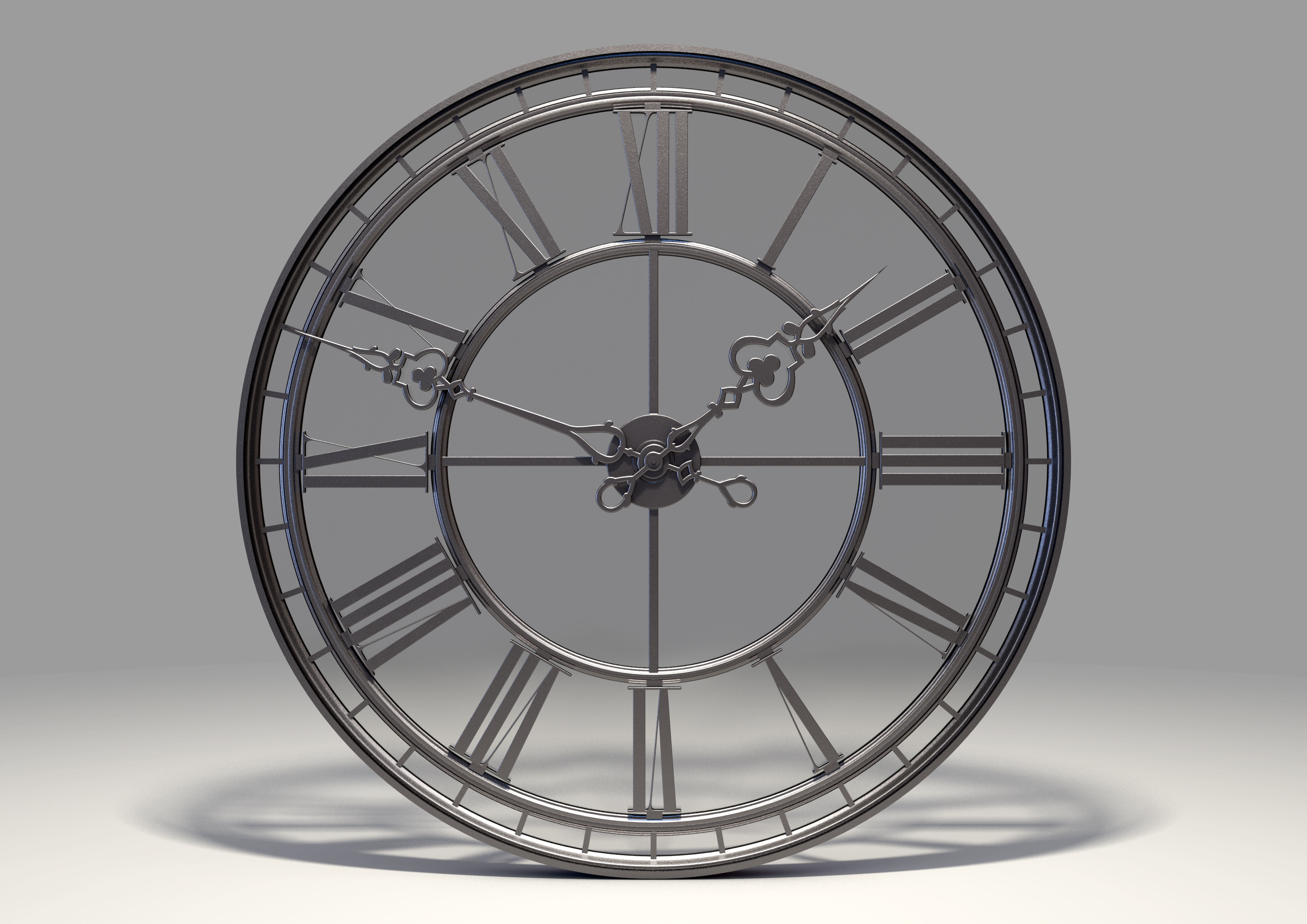 Classic Glass Tower Clock 3D model_1