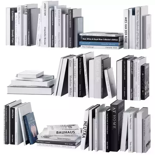 Set of books in gray tones