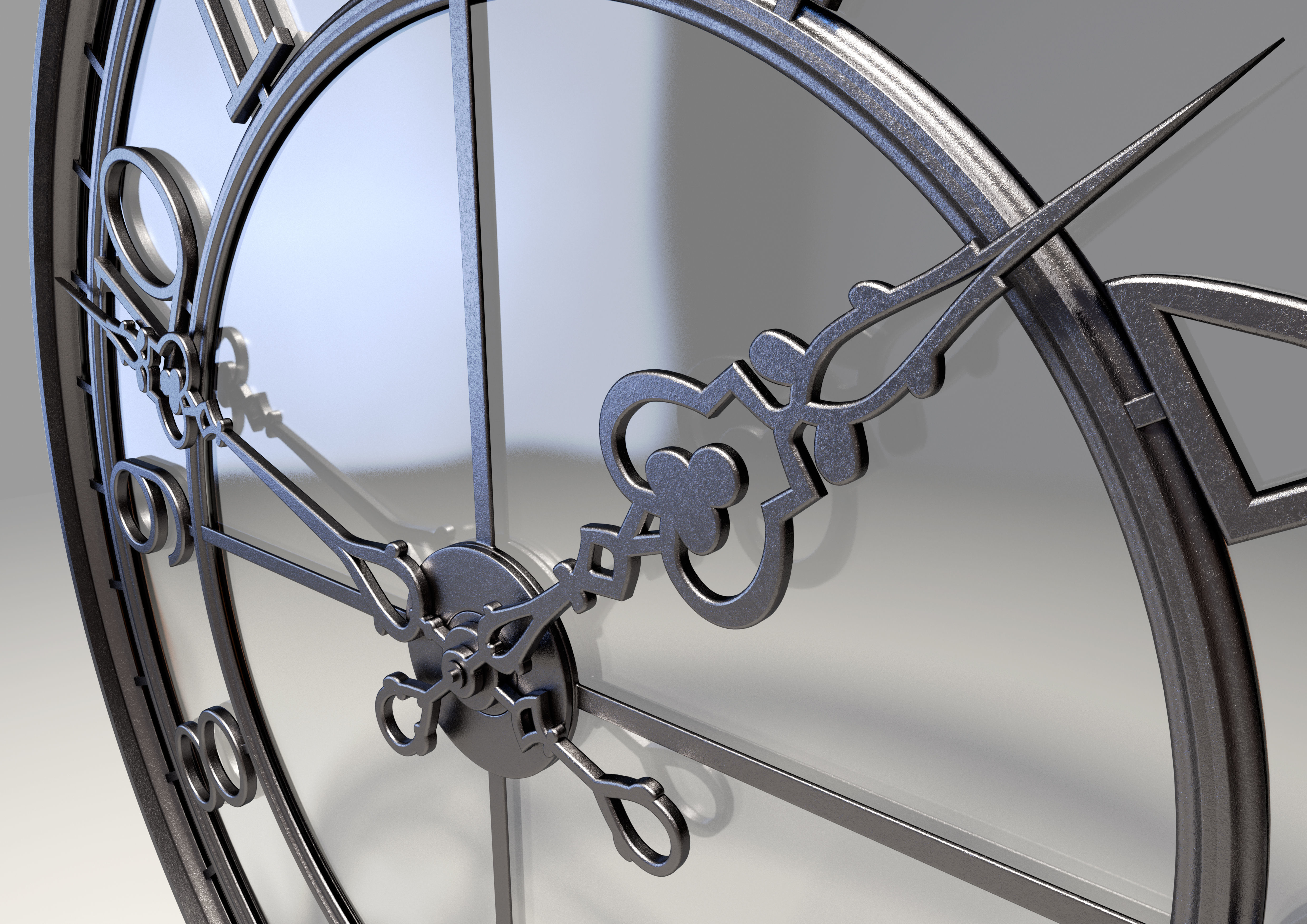 Modern Glass Tower Clock 3D model_2