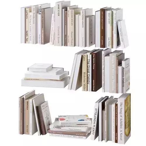 Set of books in beige colors 3D model