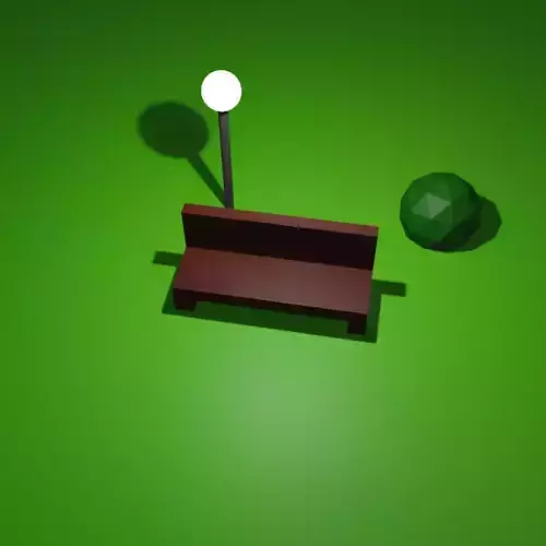 parck bench in park with ball