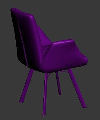 Dining chair leather and metal Low-poly 3D model_10