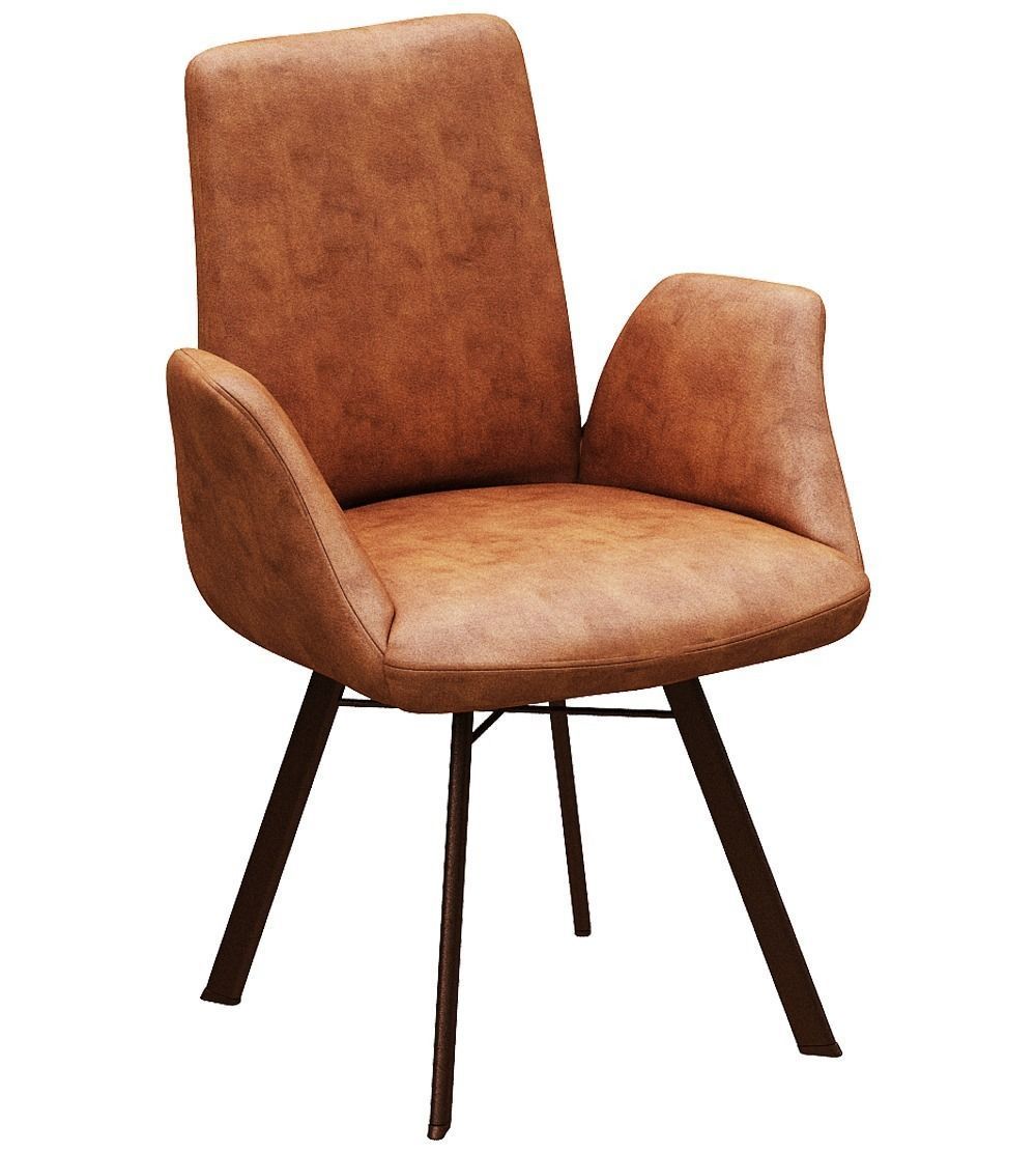 Dining chair leather and metal Low-poly 3D model_1