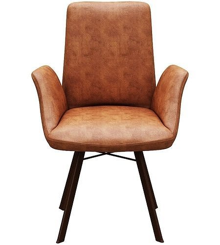 Dining chair leather and metal Low-poly 3D model