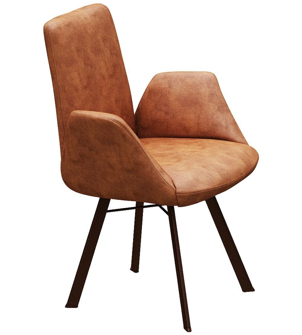 Dining chair leather and metal Low-poly 3D model_2