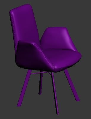 Dining chair leather and metal Low-poly 3D model_8