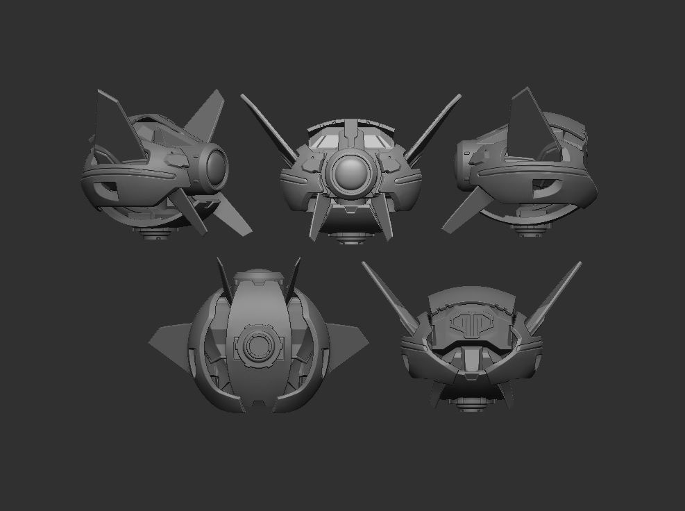 Scifi robot drones spaceship - 3dprint for six inch scale 3D print model_4