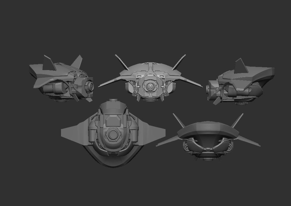 Scifi robot drones spaceship - 3dprint for six inch scale 3D print model_6