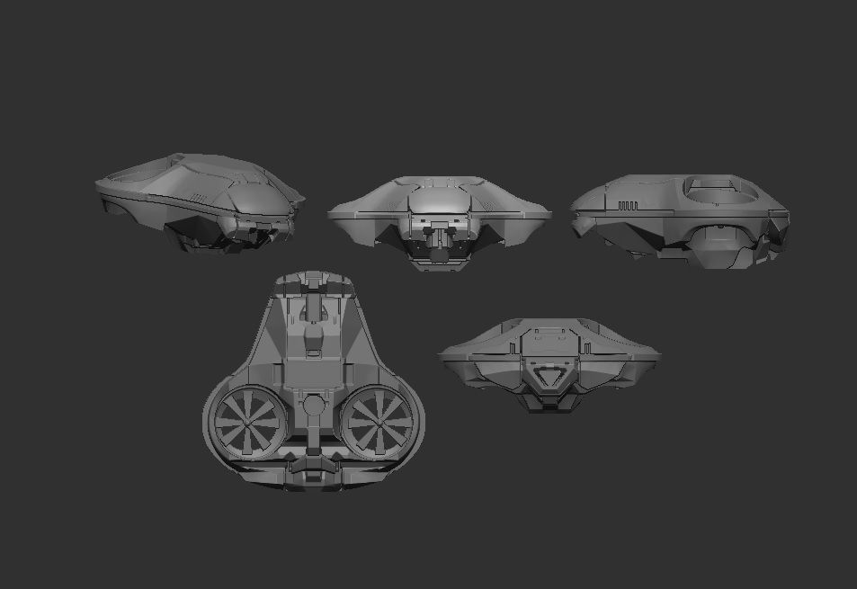 Scifi robot drones spaceship - 3dprint for six inch scale 3D print model_8