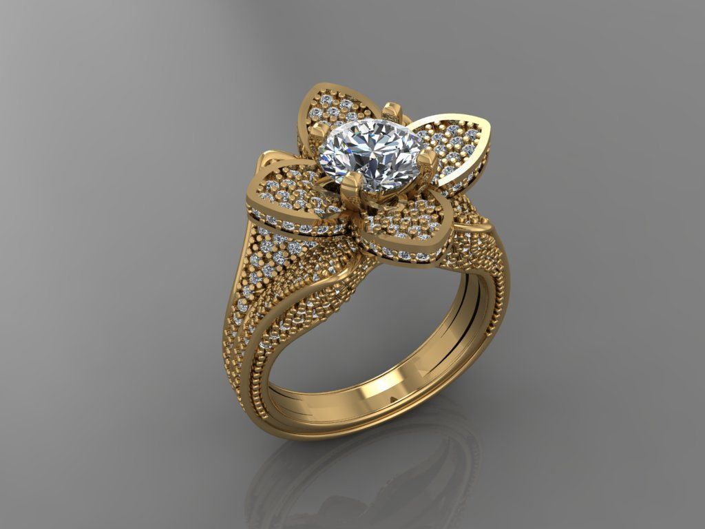 Ring 3D Print 3D print model 3D print model flower engagement 3D print model_1