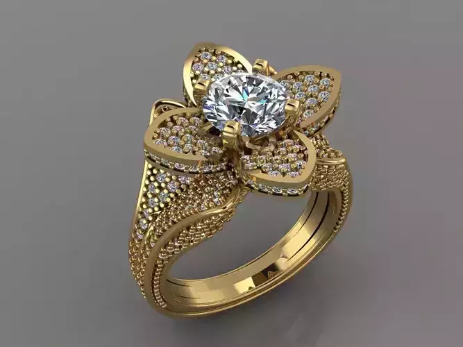 Ring 3D Print 3D print model 3D print model flower engagement