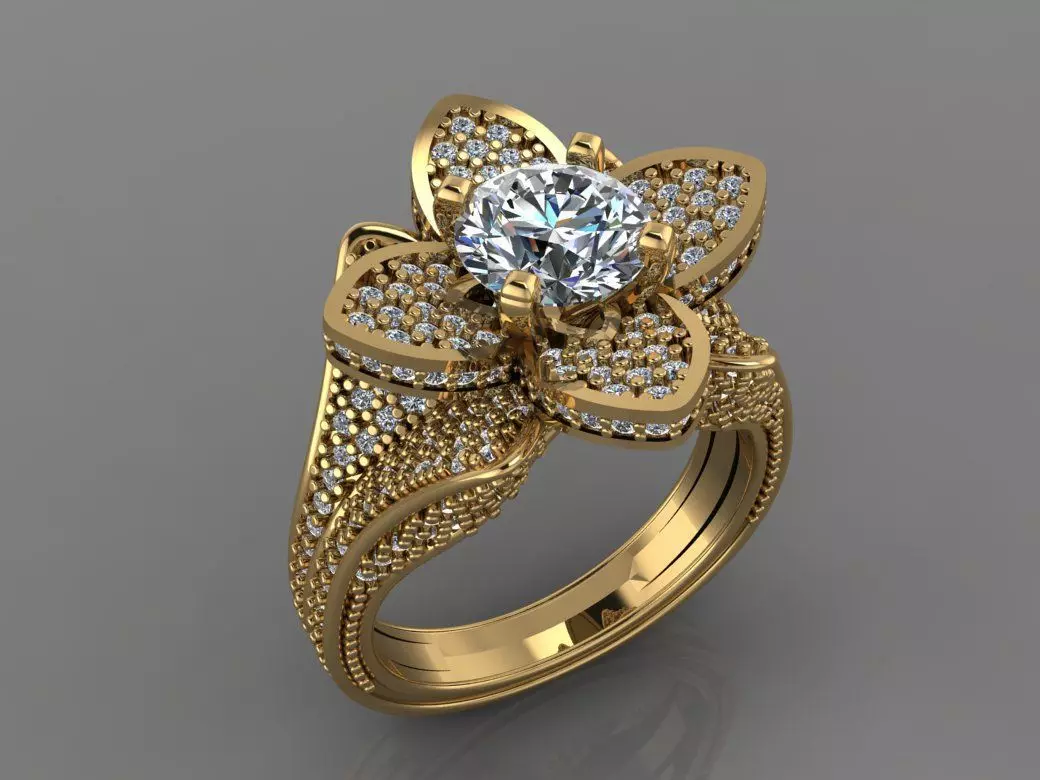 Ring 3D Print 3D print model 3D print model flower engagement 3D print model_0