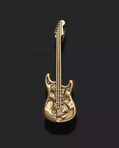 skulls on guitar pendant