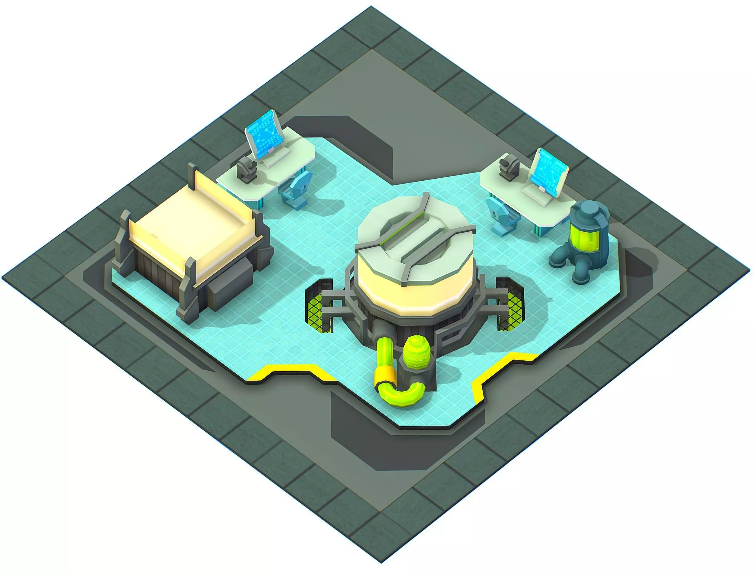 isometrical Underground Chemical Lab Room 1 Low-poly 3D model_0